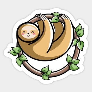 Kawaii Cute Sloth Circle Sticker